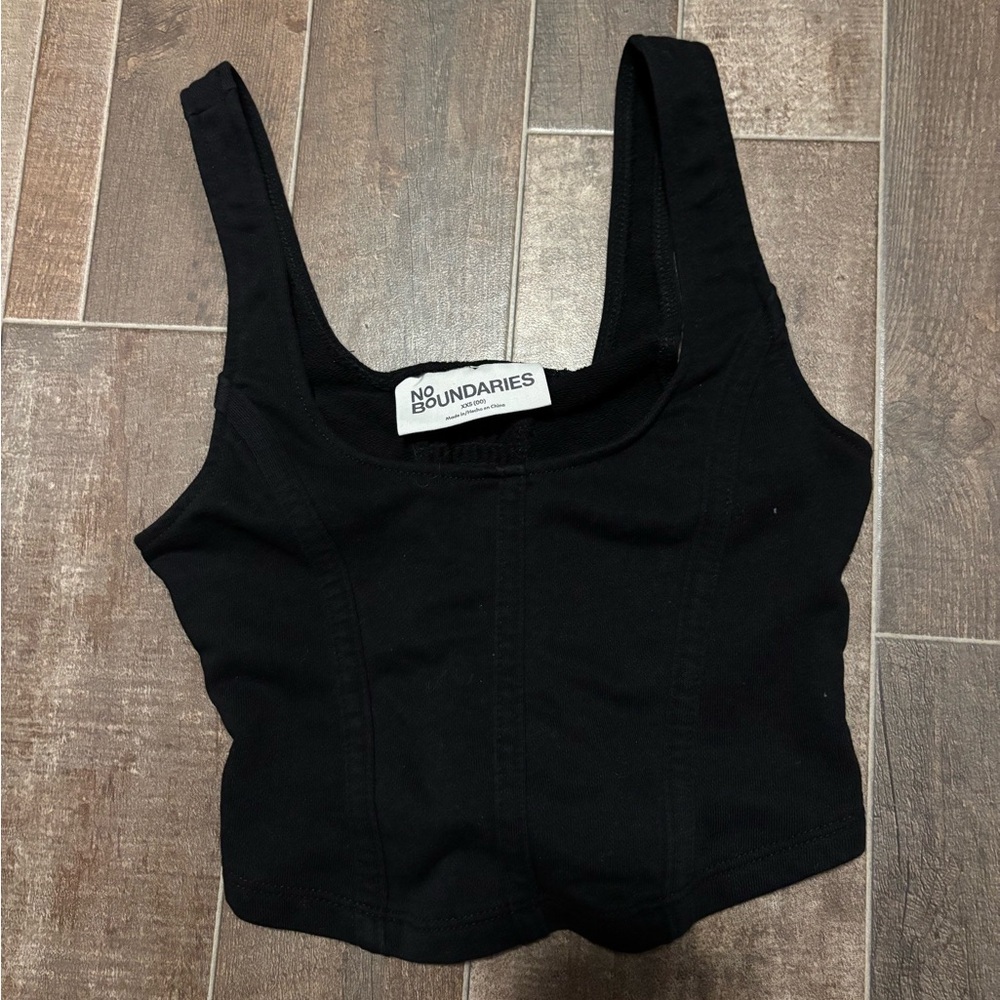 No Boundaries Black Ribbed Tank Crop Top